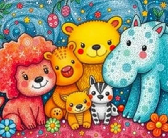 cute animals drawing with