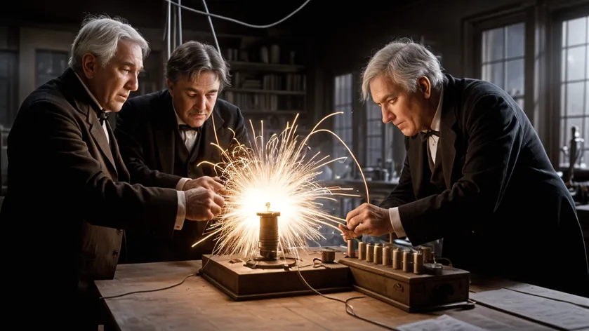 Thomas Edison testing an