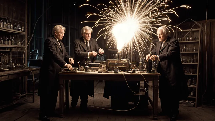 Thomas Edison testing an