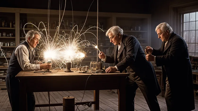 Thomas Edison testing an