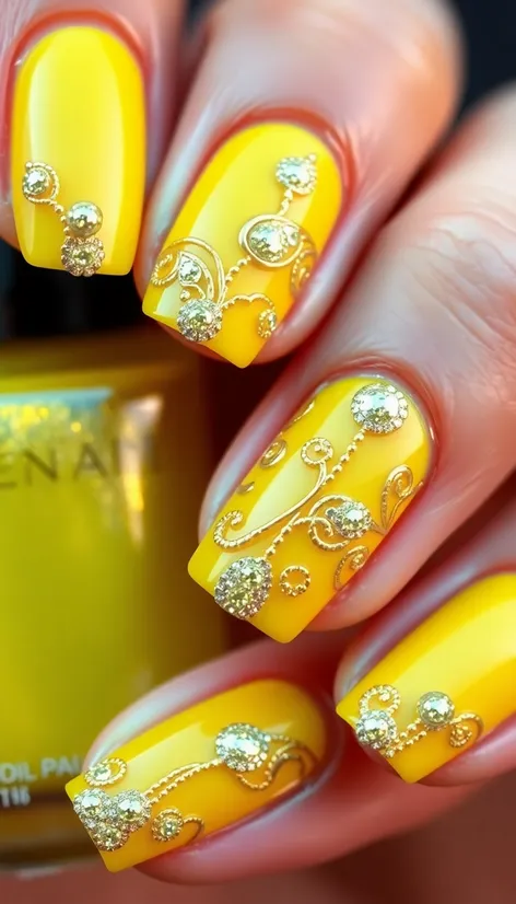 yellow nail art designs