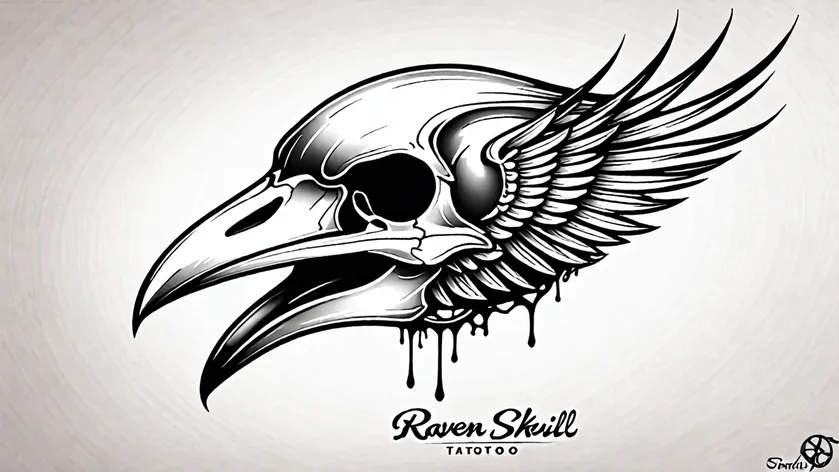 raven skull tattoo
