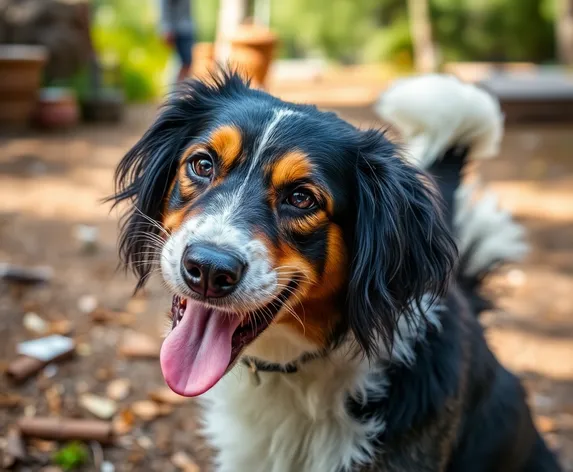 dog chewing tail