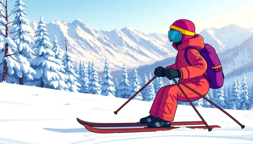 cartoon snow ski