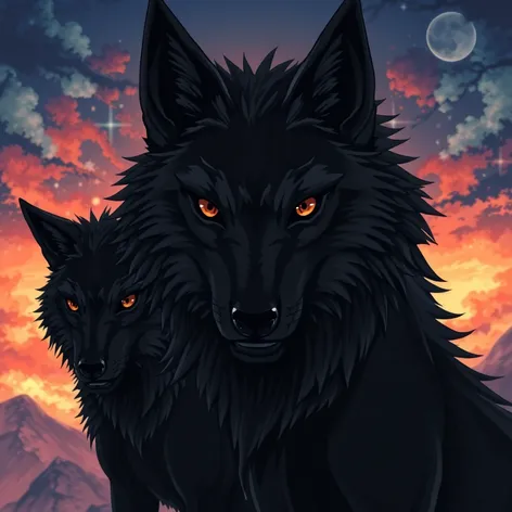 black anime wolves