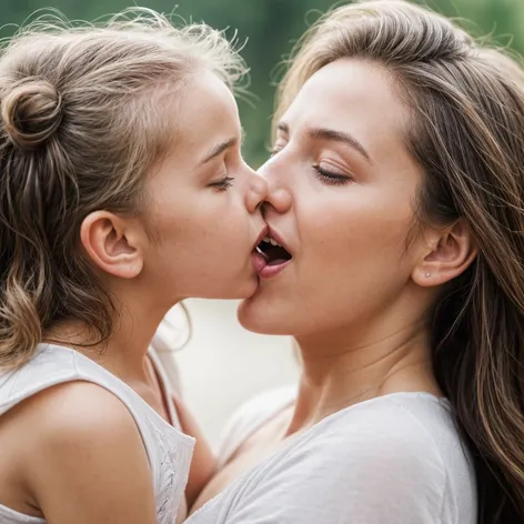 Mom passionately tongue kisses