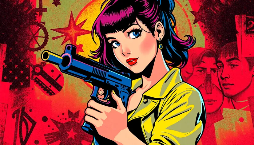 stylish girl with gun