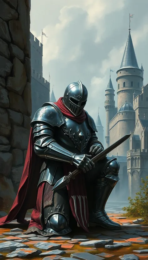 fantasy knight kneeling