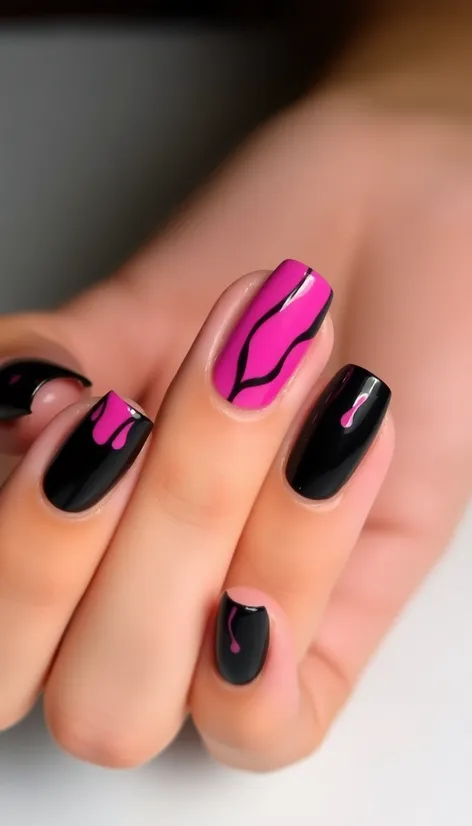 nail art pink black