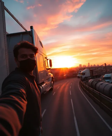 guy holding semi truck