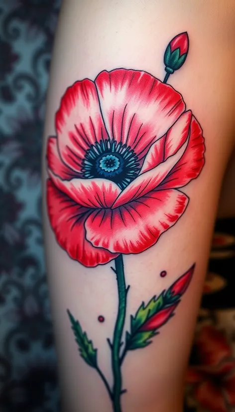 flower poppy tattoo