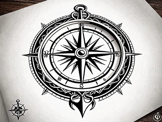 compass and anchor tattoo