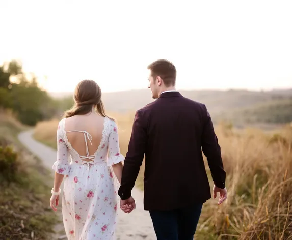 couple holding hands walking