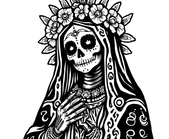 black white santa muerte