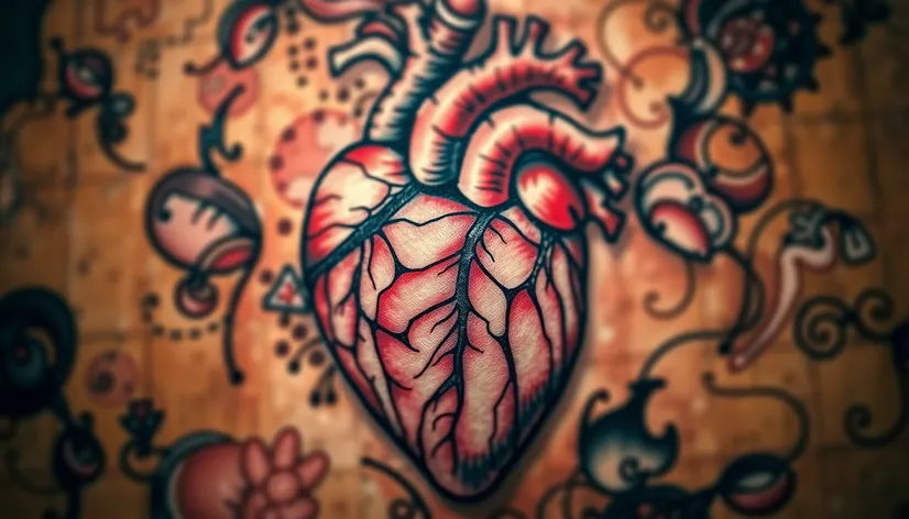 abstract anatomical heart tattoo