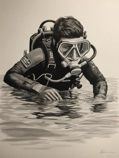 scuba diver drawing