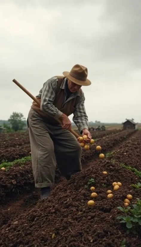 digging potatoes by hand