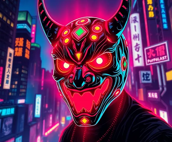 japanese oni mask cyberpunk