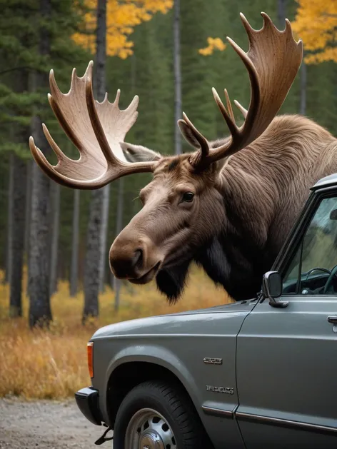 moose next to car