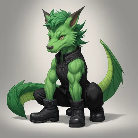 Anthro green male dragon