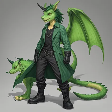 Anthro green male dragon