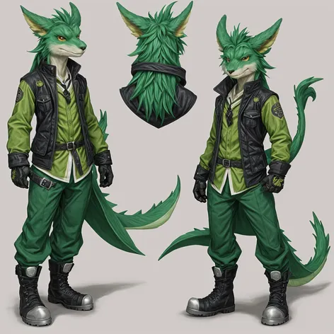 Anthro green male dragon