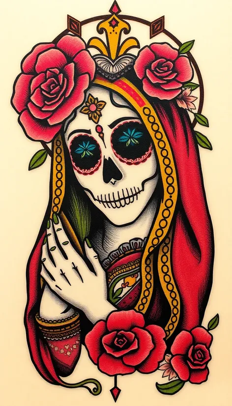 santa muerte tattoo back