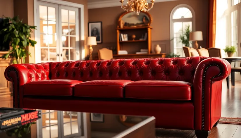 red leather sofa