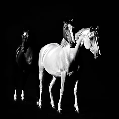 black & white horses