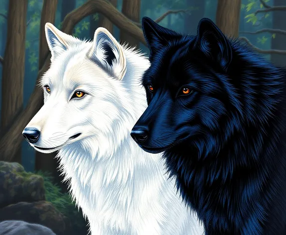 realistic wolves one black