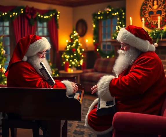 santa claus playing piano