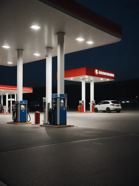 gas station at night