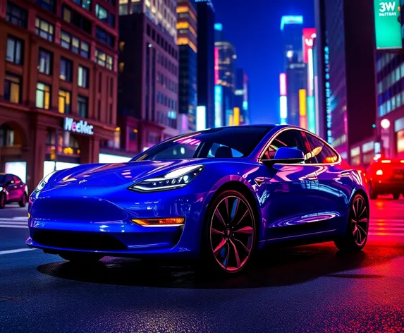 blue tesla model 3