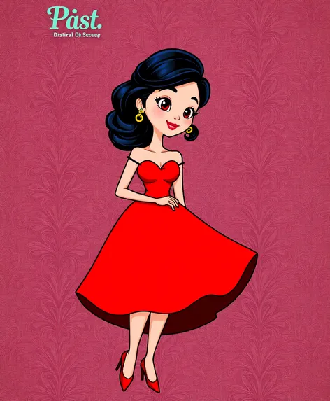 red dress cartoon lady