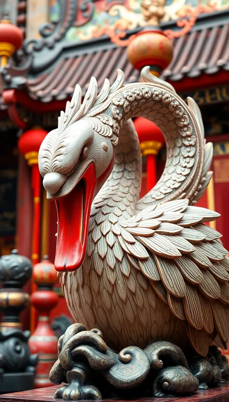 oriental swan scultpture with