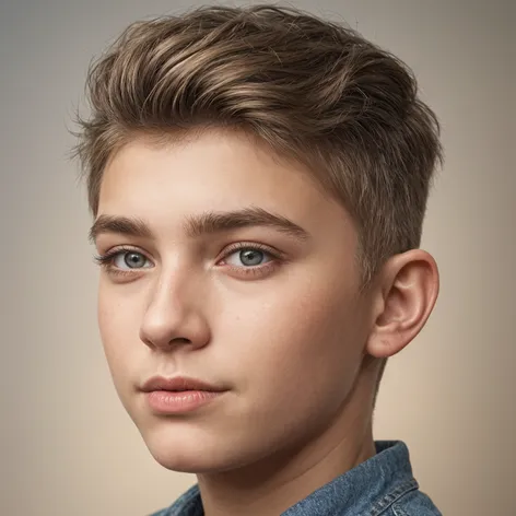 photorealistic, teen boy haircut,