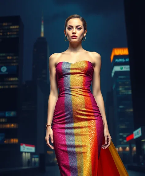 tight rainbow dress