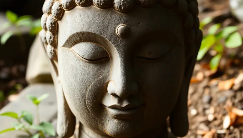 river stone buddha head