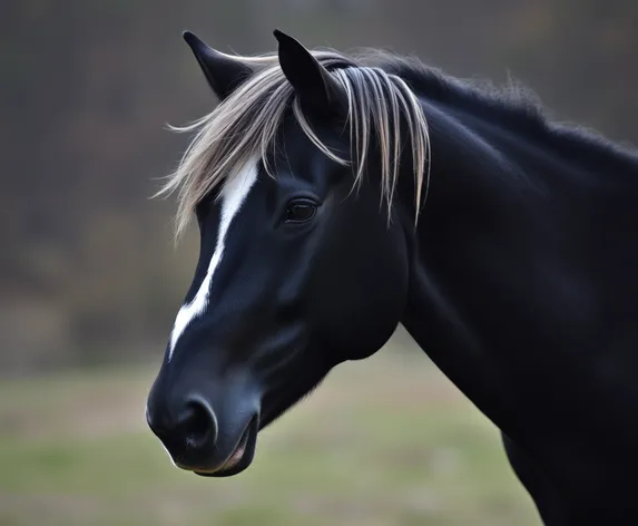 black horse with white