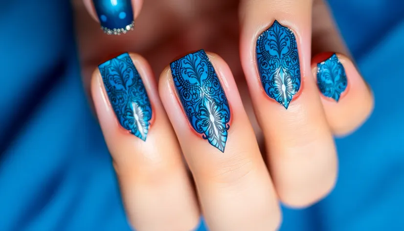 blue nail art