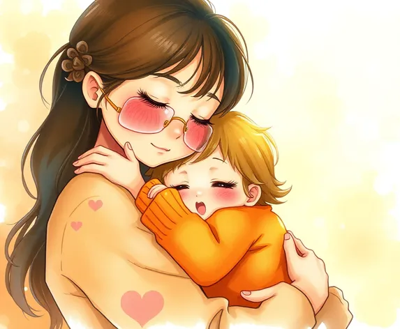 niño abraza mamá dibujo