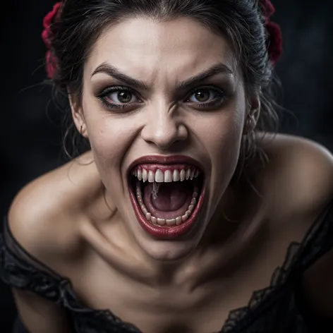 Vampire woman with fangs