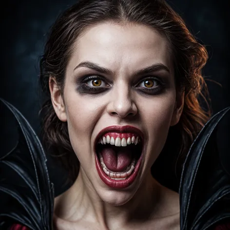 Vampire woman with fangs