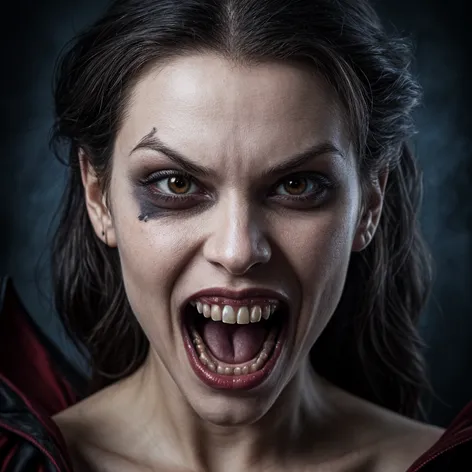 Vampire woman with fangs