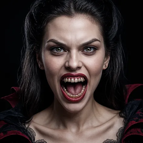 Vampire woman with fangs