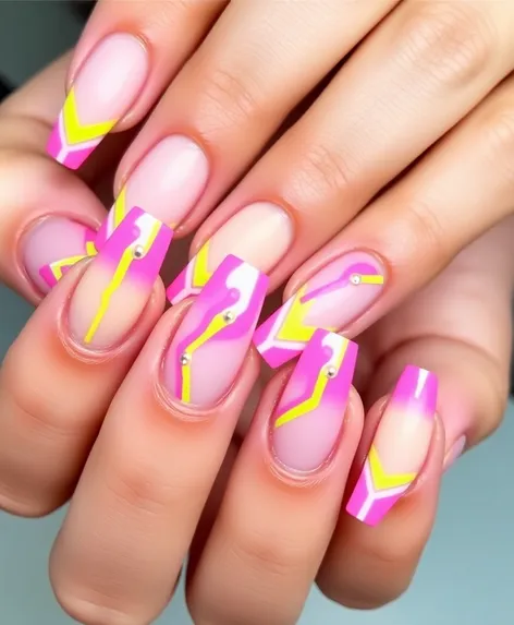 acrylic nails with pink