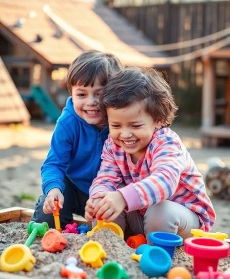 2 children 1 sandbox