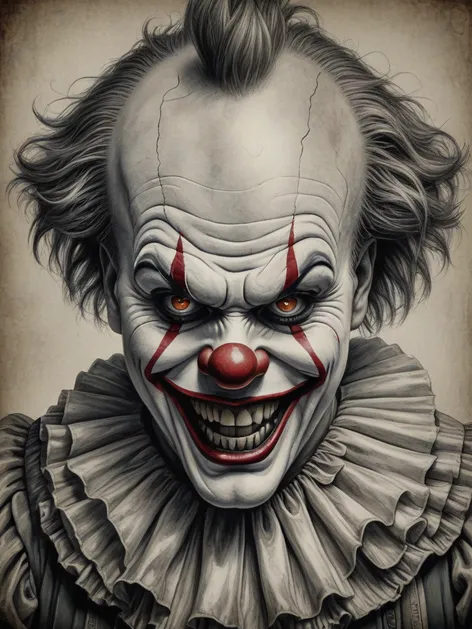 scary clown drawing