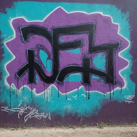 Purple and turquoise graffiti