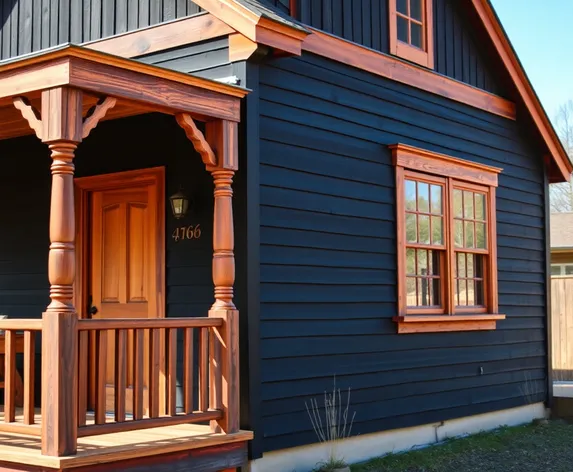 black painted house with